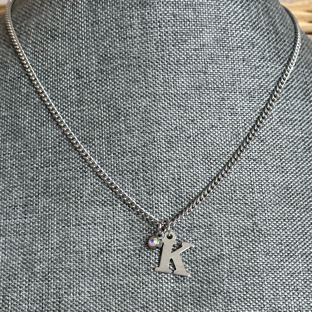 Nwt Dainty Silver Letter K Initial Necklace